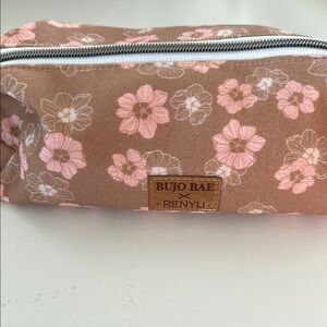 Hibiscus floral pencil pouch, makeup bag, zipper pouch